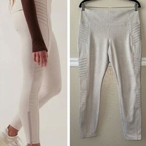 Athleta Delancey Textured Moto Tight Cream Size Large